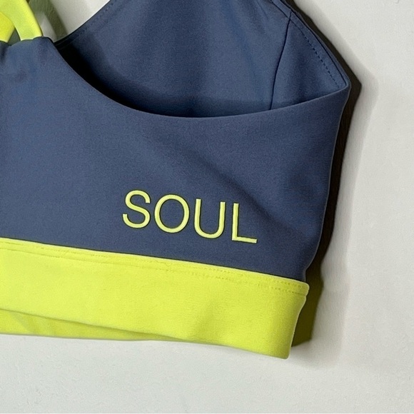 SOUL By Soulcycle Two Tone Podium Cami Sports Bra Neon Details - Picture 3 of 5